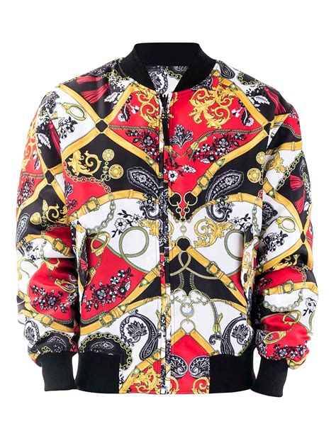 versace jeans bomber jacket in repeat print|versace bomber jackets men's sale.